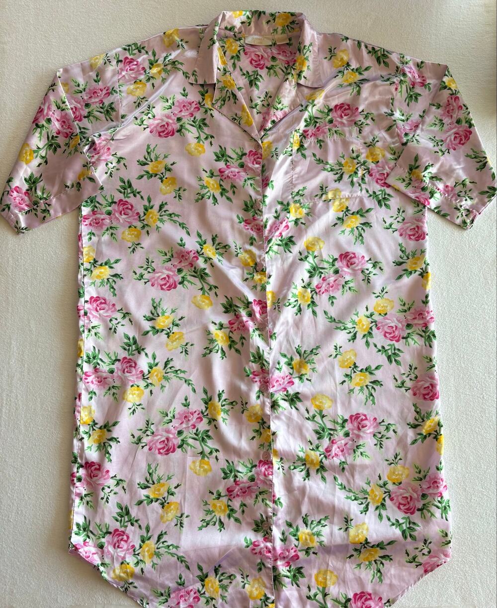 Audrey Lane Satin Button Up Nightgown Robe Women’s One Size Plus Floral